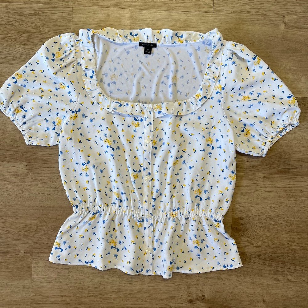 NWOT Ann Taylor White Peplum Top